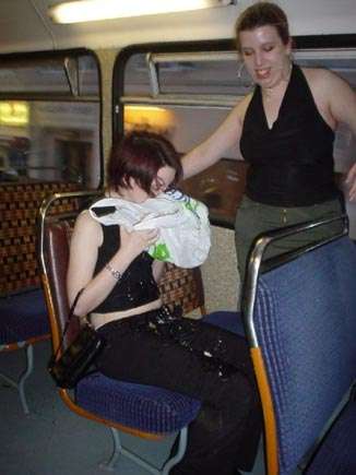 Casualty of drink vomit