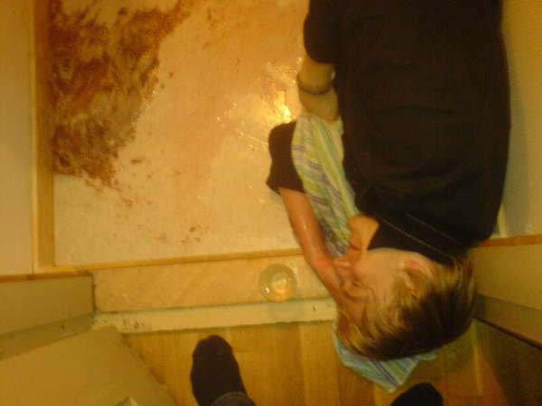 The bathroom two weeks on row vomit