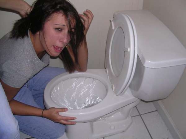 Stomach contents down the drain vomit