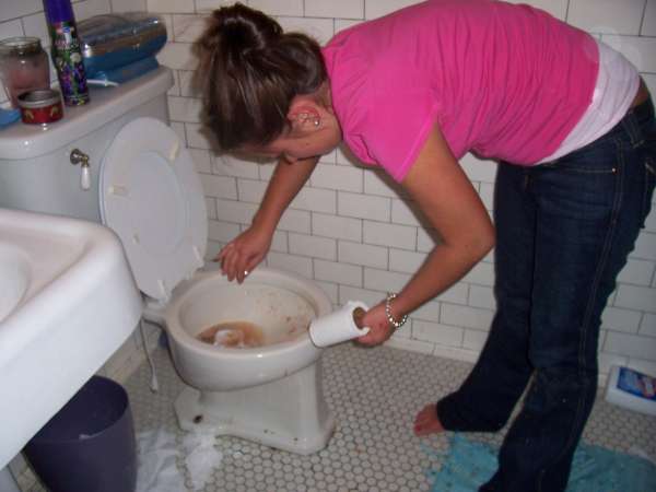 Petite and puking - chubby hands cleaning up vomit