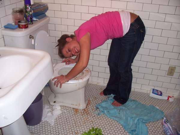 Petite and puking vomit