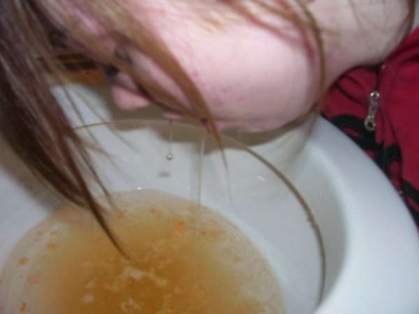 Blond stupid girl puke vomit