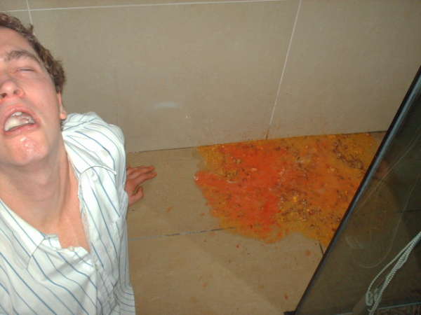 Beer, robo and cheeseburgers vomit