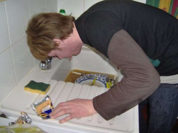 Red haired dude puked in my sink vomit