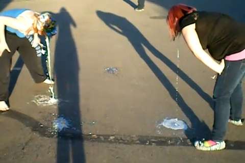 Chubby Monica and friend puke in a parking lot 2 vomit