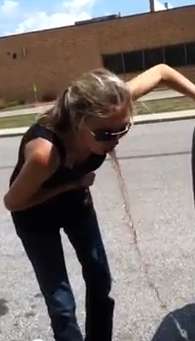 Hot woman voms in parking lot 2 vomit