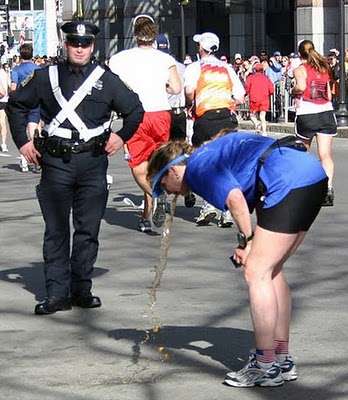 Vomit in front of cop vomit