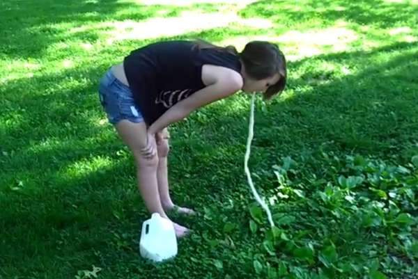 barefoot gallon girl vomit