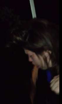 Fat pale girl puking up pizza vomit