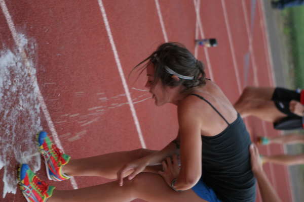 Puke on the track for the crowd vomit