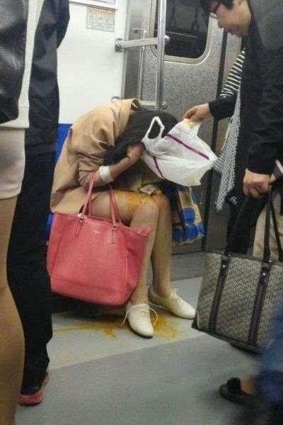 Drunk girl vomit