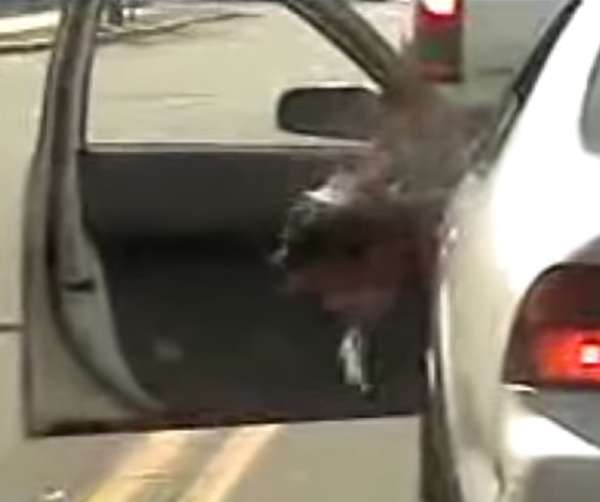 She voms out the door vomit