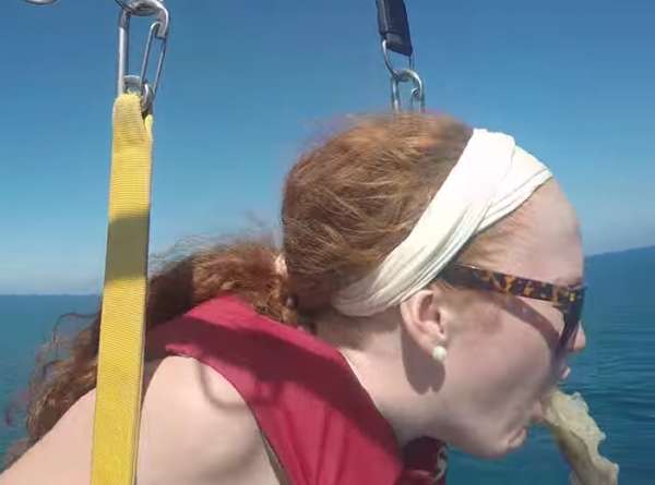 Sara parasailing vomit