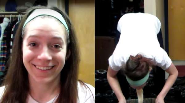 Brunette with headband nice vomit