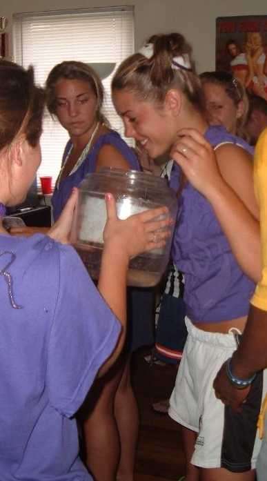 Vomiting into this jar is a sorority initiation ritual vomit