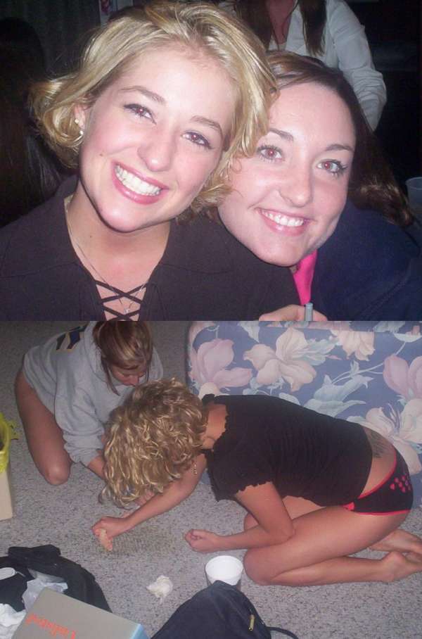 Sara puked on her carpet and now has to clean up vomit