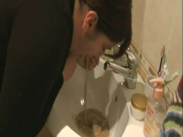 Into the bathroom sink vomit