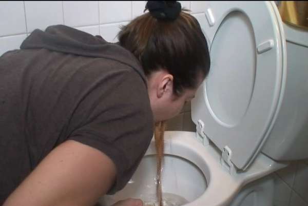 She leans way over vomit