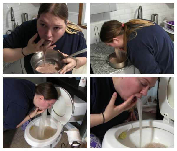 Elly uses receptacles well vomit