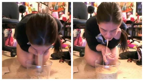 Gina fills the bowl vomit