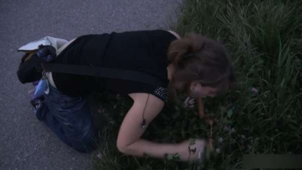 Barfing on the edge of the path vomit