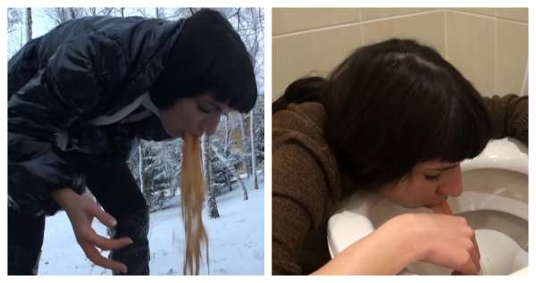 Rachel pukes in the snow and more traditionally vomit