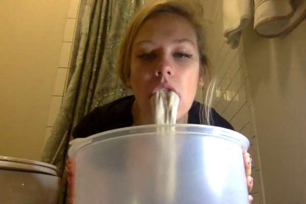 Cute blond girl unloads vomit