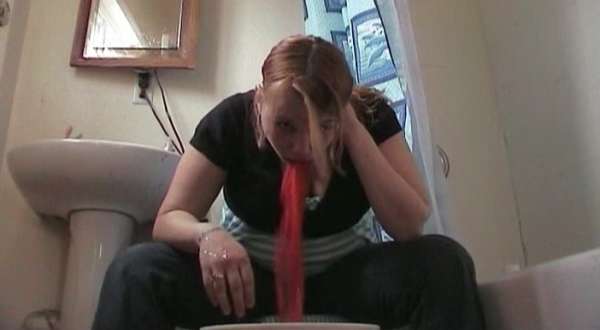 Heather pukes a bright red vomit