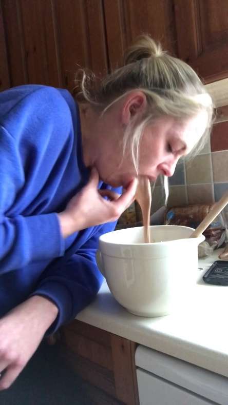 Next, stir in a cup of vomit vomit