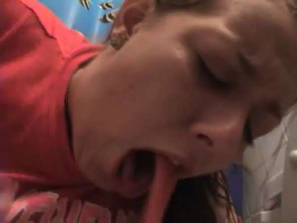 Leann pukes a red stream vomit