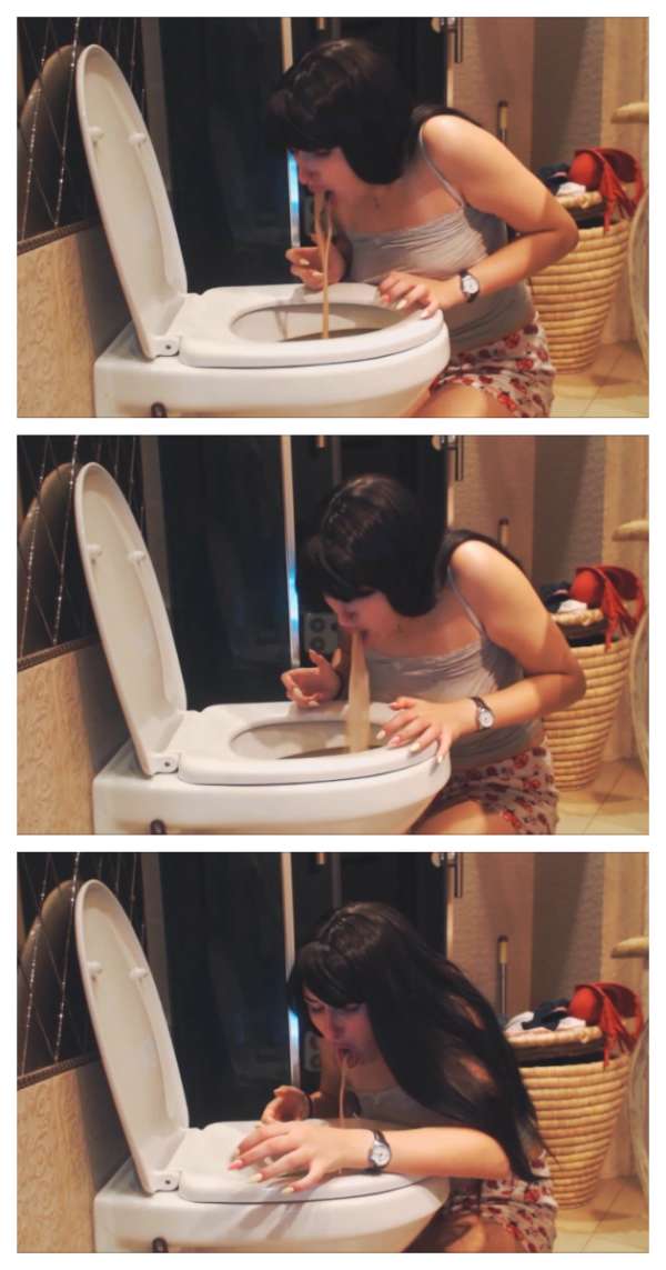 Mary knows how to use her toilet vomit