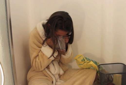 Booting into a plastic bag vomit