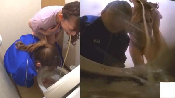 Friends puke together vomit