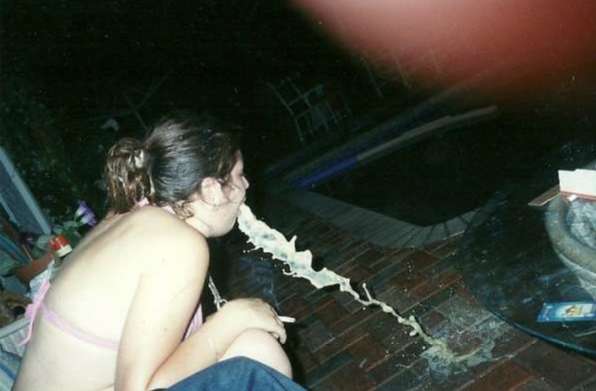 Katie erupts poolside vomit