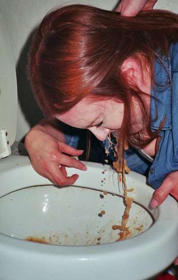 Mindy isn't having any fun vomit