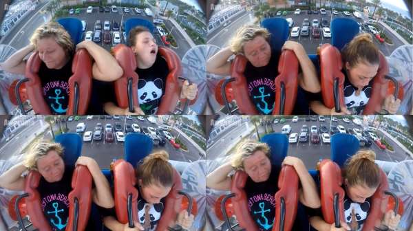 Girl pukes fifth time on slingshot vomit