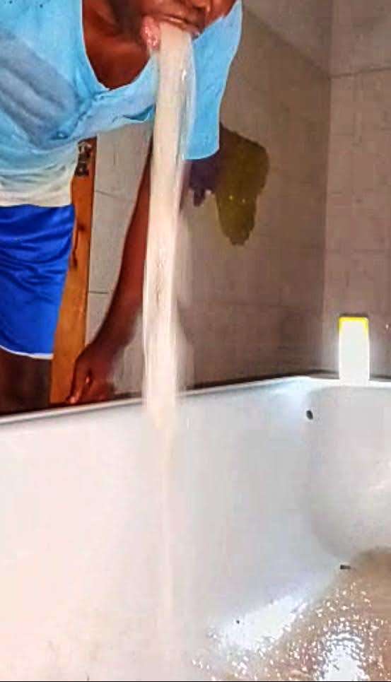 More than 3L of water vomit