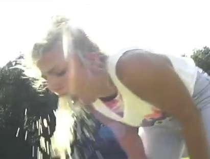 Kaitlin upchucks mightily at VomFest '09 vomit