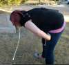 Chubby Monica pukes in a park vomit