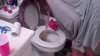 Girl pukes in toilet vomit