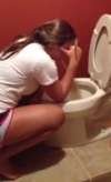 Hottie over toilet vomit