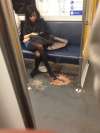 girl with stomach virus pukes on train vomit