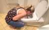 Hot girl with long blond hair hurls vomit