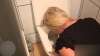 Hot blonde uses the toilet vomit