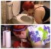 Redhead pukes in two kinds of bowl vomit