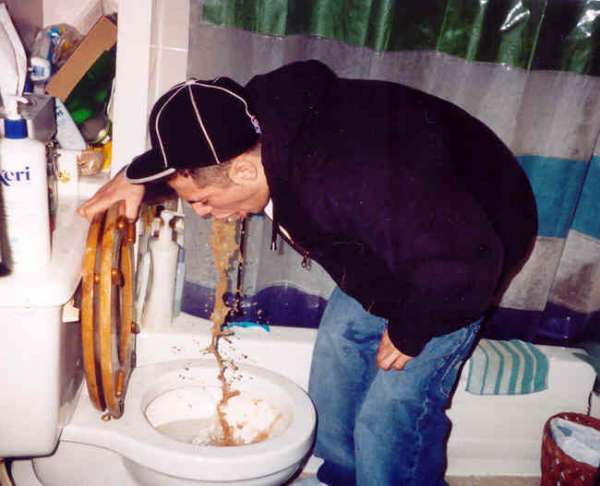 Night of pizza and beer vomit