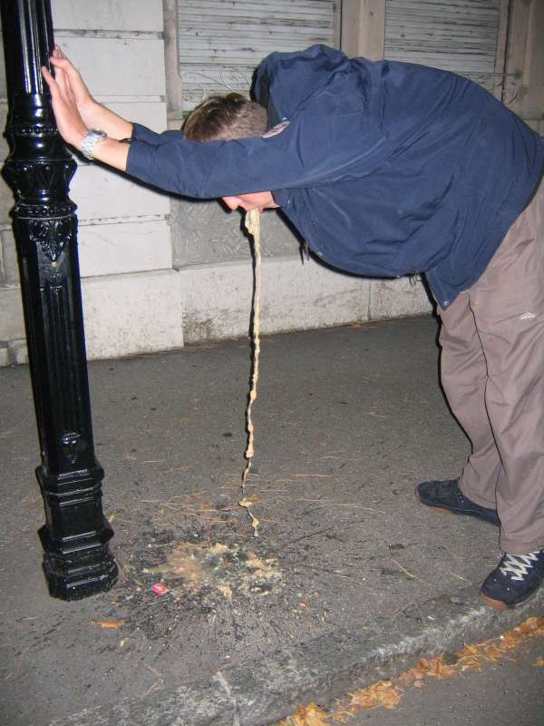 Molten swiss cheese and swiss wine vomit