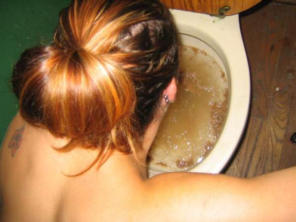 Vomiting in the toilet! vomit