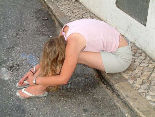 Girl puking on the street! vomit