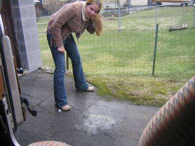 She sure have a drunk night! vomit